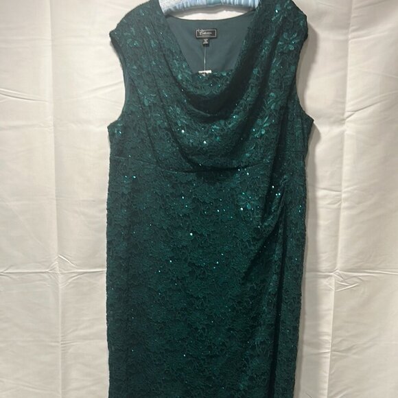 Dressbarn Green Sequin Cowl Neck Midi Dress Plus Size 22 NWT - Picture 5 of 14